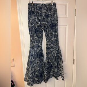Free people printed flare jeans